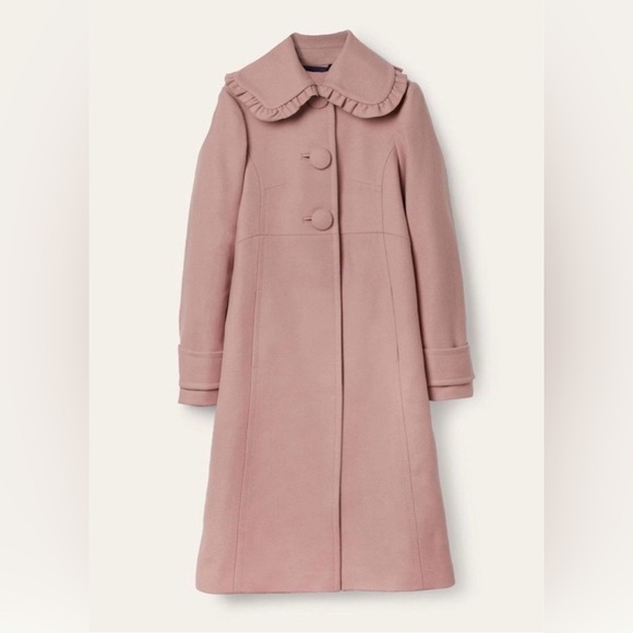 Boden Jackets & Blazers - Boden Ruffle-Collar Coat in Dusty Pink